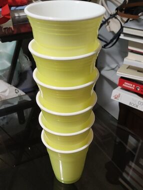 Set of Stackable Neon Yellow Plastic Cups